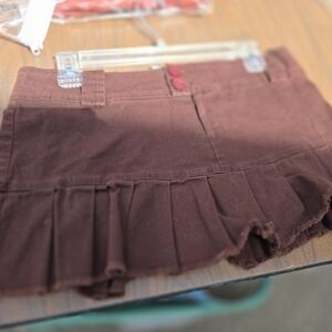 Brown Pleated Mini Skirt